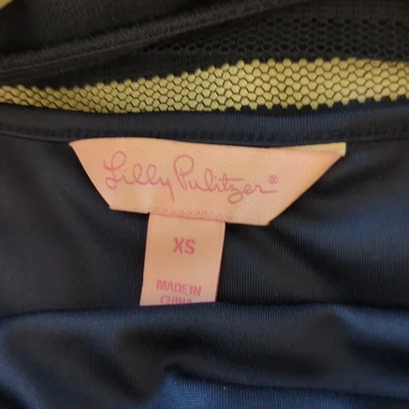 Lilly Pulitzer Adria Dress Navy Blue Mesh Stripe Tassel, XS - Picture 3 of 6